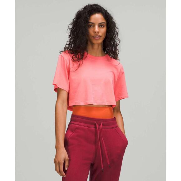 Lululemon All Yours Raspberry Cropped T-Shirt - Size 6 - Picture 1 of 5